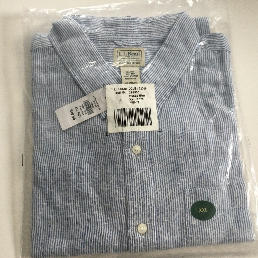 L.L.Bean Slightly Tapered Linen Shirt…new In packaging